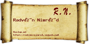 Radván Nimród névjegykártya